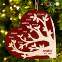 Family - Family Tree Christmas - Personalized 2-Layered Wooden Ornament