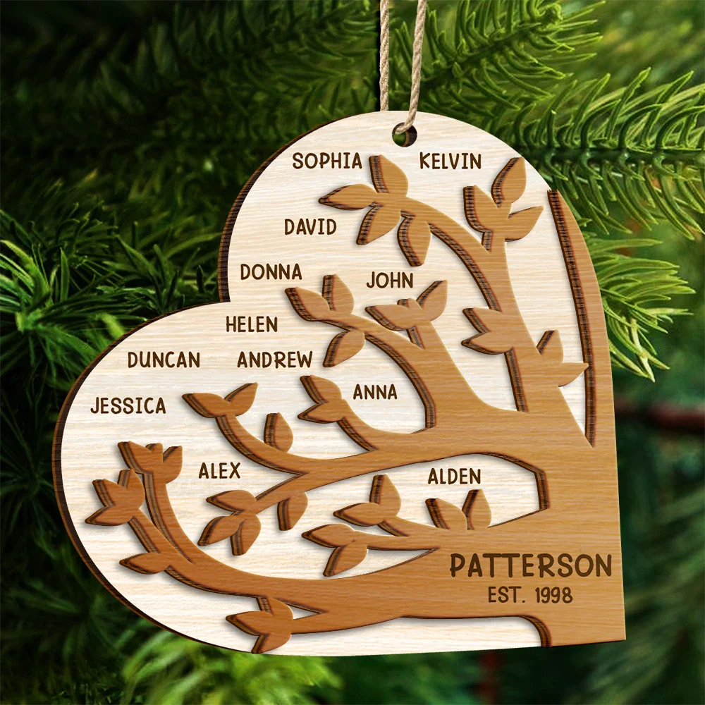 Family - Family Tree Christmas - Personalized 2-Layered Wooden Ornament