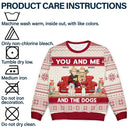 Pet Couple - You And Me And The Dogs Cartoon - Personalized Unisex Ugly Sweater