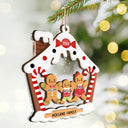 Christmas,Family,Happy - Gingerbread House Family With Pets Christmas - Personalized 2-Layered Mix Ornament