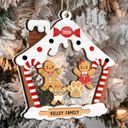 Christmas,Family,Happy - Gingerbread House Family With Pets Christmas - Personalized 2-Layered Mix Ornament