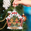 Christmas,Family,Happy - Gingerbread House Family With Pets Christmas - Personalized 2-Layered Mix Ornament