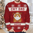 Cat Mom, Cat Dad, Cat Lovers - Cat Dad Cat Mom Christmas - Personalized Unisex Ugly Sweater