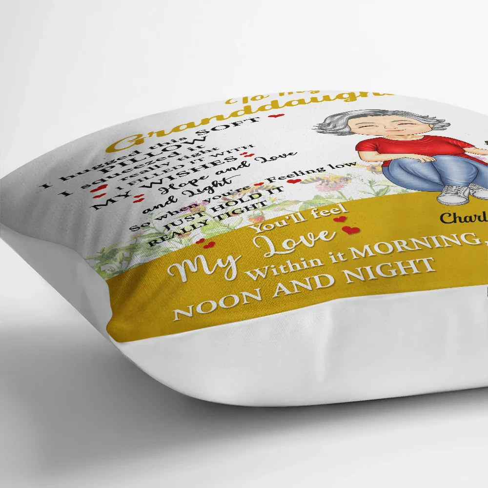 Gift For Grandma, Gift For Kids - Yellow Hug This Soft Pillow Filled It With My Wish - Personalized Pillow