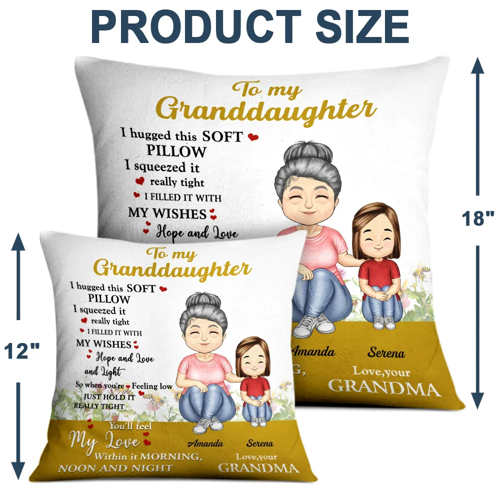 Gift For Grandma, Gift For Kids - Yellow Hug This Soft Pillow Filled It With My Wish - Personalized Pillow