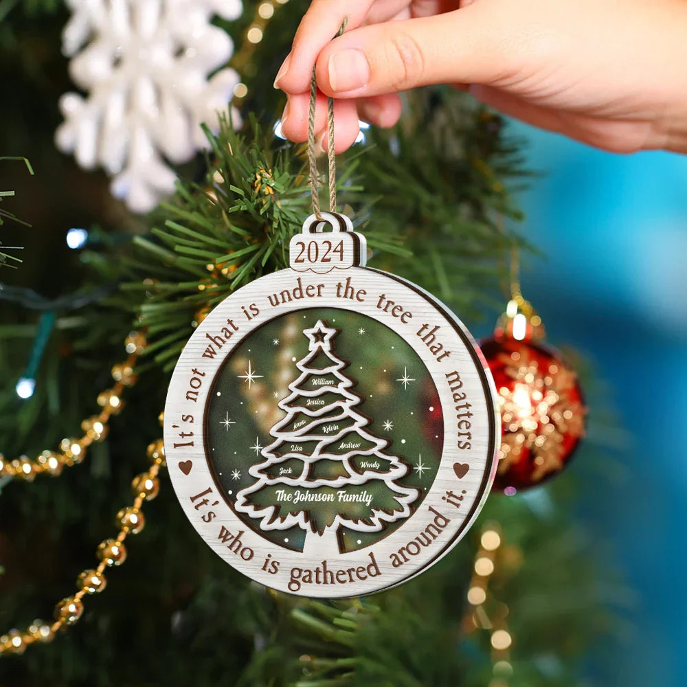 Family - What Is Under The Tree Family - Personalized 2-Layered Mix Ornament