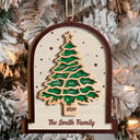 Family,Happy,Christmas - Family Christmas Tree - Personalized 2-Layered Wooden Ornament