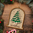 Family,Happy,Christmas - Family Christmas Tree - Personalized 2-Layered Wooden Ornament