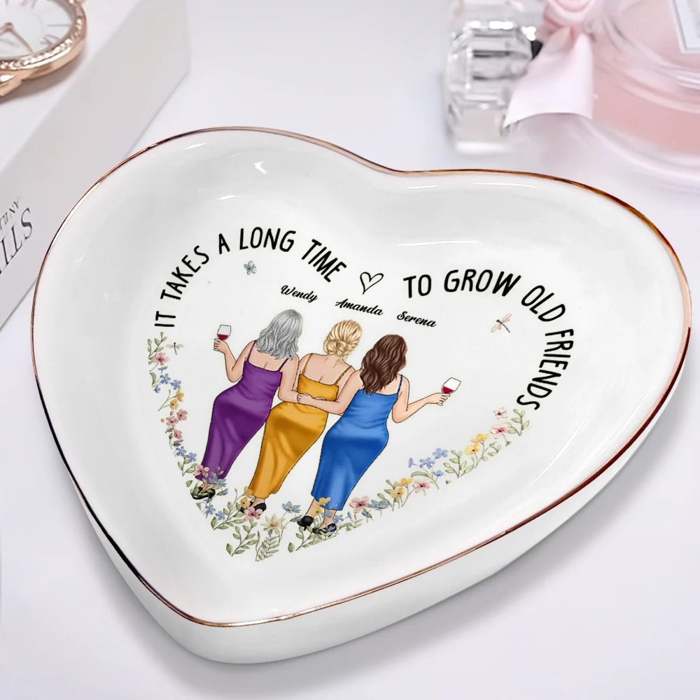 Gift For Bestie - Your Heart And My Heart Are Very Old Friends - Personalized Heart Ring Dish