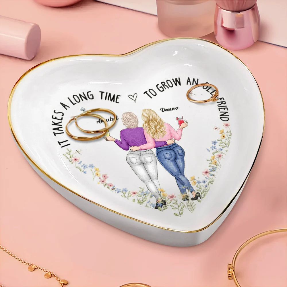 Gift For Bestie - Your Heart And My Heart Are Very Old Friends - Personalized Heart Ring Dish