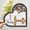 Family,Happy - Love Family Crossword Scrabble - Personalized 2-Layered Wooden Plaque With Stand