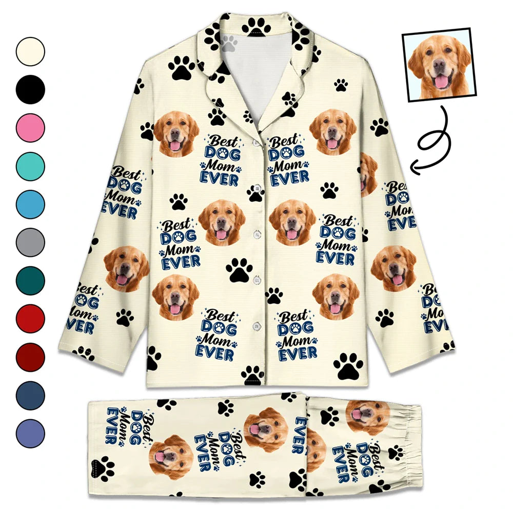 Pet Lovers, Pet Mom, Dog Lovers, Cat Lovers, Pet Dad - Custom Photo Best Dog Mom Dog Dad Cat Dad Cat Mom - Personalized Long Pajamas Set