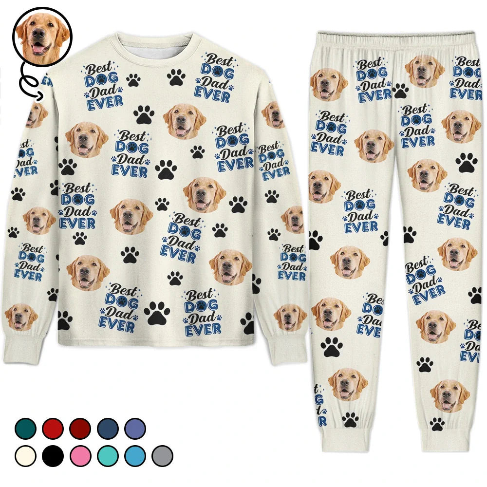 Pet Lovers, Pet Mom, Dog Lovers, Cat Lovers, Pet Dad - Custom Photo Best Dog Mom Dog Dad Cat Dad Cat Mom - Personalized Unisex Pajamas Set