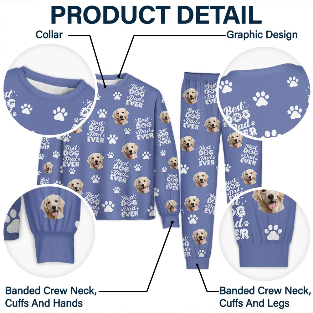 Pet Lovers, Pet Mom, Dog Lovers, Cat Lovers, Pet Dad - Custom Photo Best Dog Mom Dog Dad Cat Dad Cat Mom - Personalized Unisex Pajamas Set