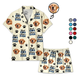 Pet Lovers,Pet Mom,Dog Lovers,Cat Lovers,Pet Dad,Custom Photo,Happy - Custom Photo Best Dog Mom Dog Dad Cat Dad Cat Mom - Personalized Short Pajamas Set