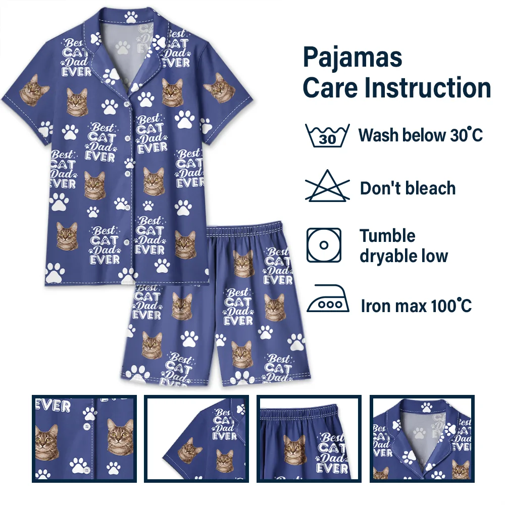 Pet Lovers,Pet Mom,Dog Lovers,Cat Lovers,Pet Dad,Custom Photo,Happy - Custom Photo Best Dog Mom Dog Dad Cat Dad Cat Mom - Personalized Short Pajamas Set