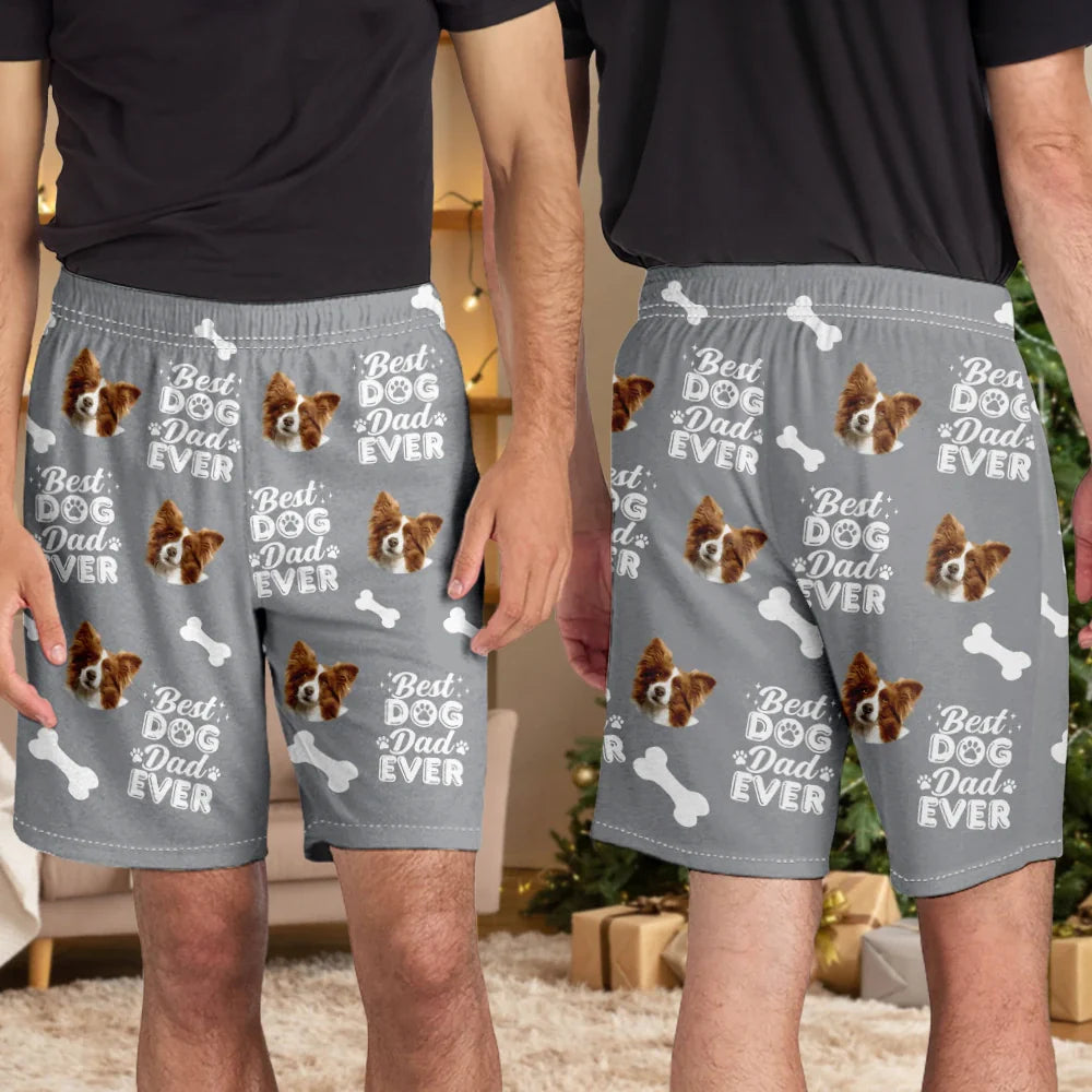 Pet Lovers, Pet Mom, Dog Lovers, Cat Lovers, Pet Dad - Custom Photo Best Dog Mom Dog Dad Cat Dad Cat Mom - Personalized Pajama Shorts