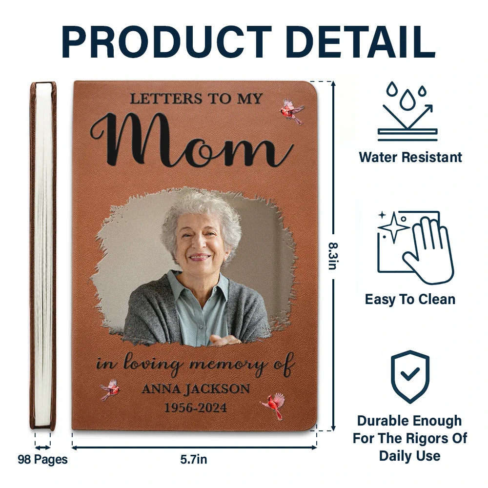 Custom Photo Memorial Letters To My Mom - Personalized Leather Journal