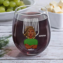 Gift For Women,Afro,Happy - Black Queen Nutrition Facts Hair Comb - Personalized Stemless Wine Glass