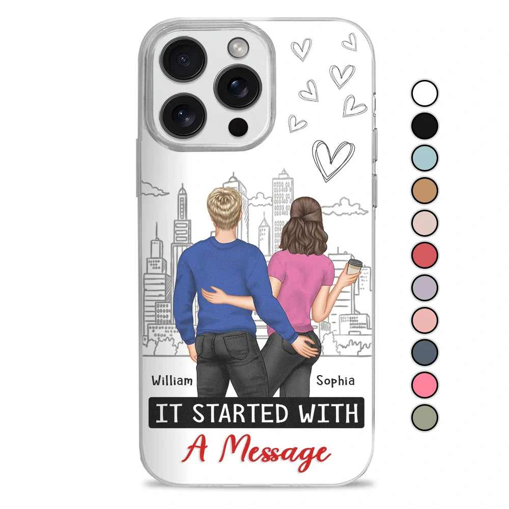 Gift For Couples, Gift For Husband, Gift For Boyfriend, Gift For Wife, Gift For Girlfriend - Started With A Message Couples - Personalized Clear Phone Case
