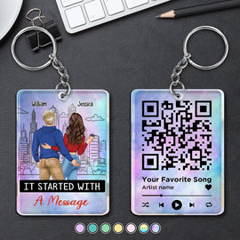 Gift For Couples, Gift For Husband, Gift For Boyfriend, Gift For Wife, Gift For Girlfriend - Started With A Message Song QR Code Couples - Personalized Acrylic Keychain