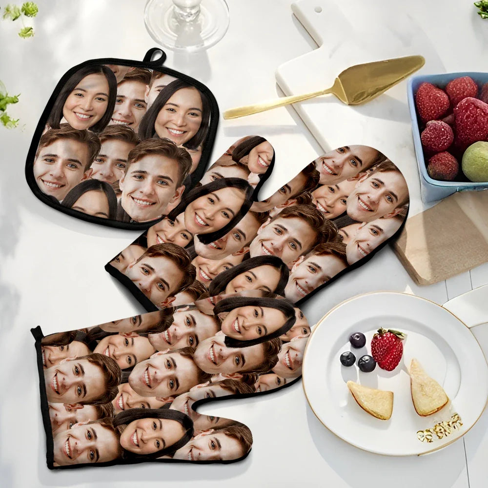 Gift For Couples,Gift For Boyfriend,Funny - Custom Photo Pet Face - Personalized Oven Mitts, Pot Holders