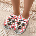 Pet Lovers, Dog Lovers, Cat Lovers - Custom Photo I Woof You I Meow You - Personalized Fluffy Slippers
