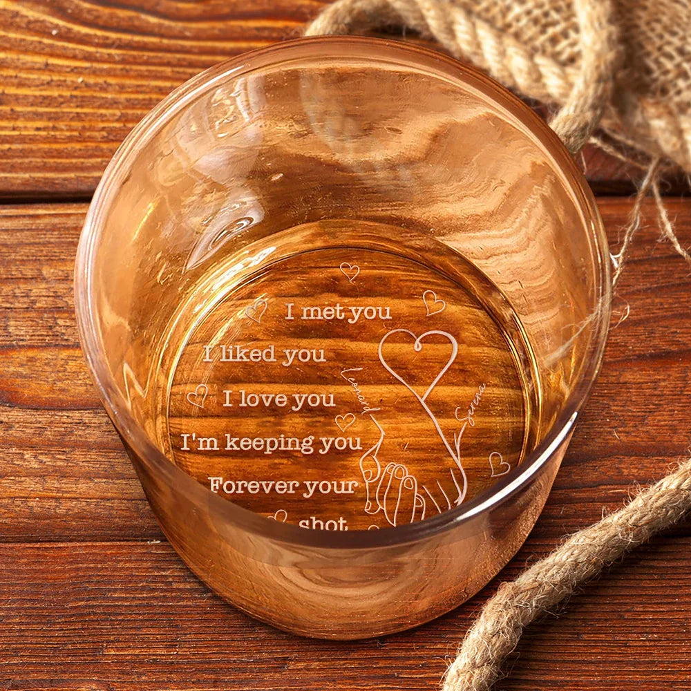 Gift For Couples,Gift For Husband,Gift For Wife,Gift For Boyfriend,Gift For Girlfriend,Love - I Met You I Liked You Couples - Personalized Engraved Whiskey Glass