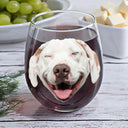 Pet Lovers,Dog Lovers,Cat Lovers,Custom Photo,Funny - Custom Photo Dog & Wine Make Everything - Personalized Stemless Wine Glass