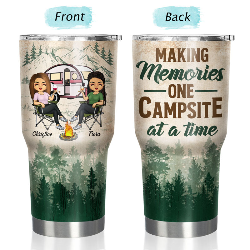 Let's Sit By The Campfire Husband Wife Camping - Couple Gift - Personalized Custom 30 Oz Tumbler