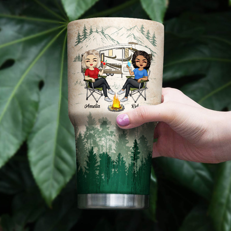 Let's Sit By The Campfire Husband Wife Camping - Couple Gift - Personalized Custom 30 Oz Tumbler