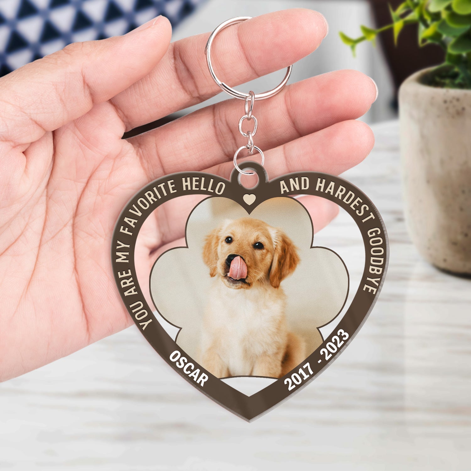 Custom Photo You Are My Favorite Hello And Hardest Goodbye - Memorial Gift For Dog And Cat Lovers - Personalized Custom Heart Shaped Acrylic Keychain