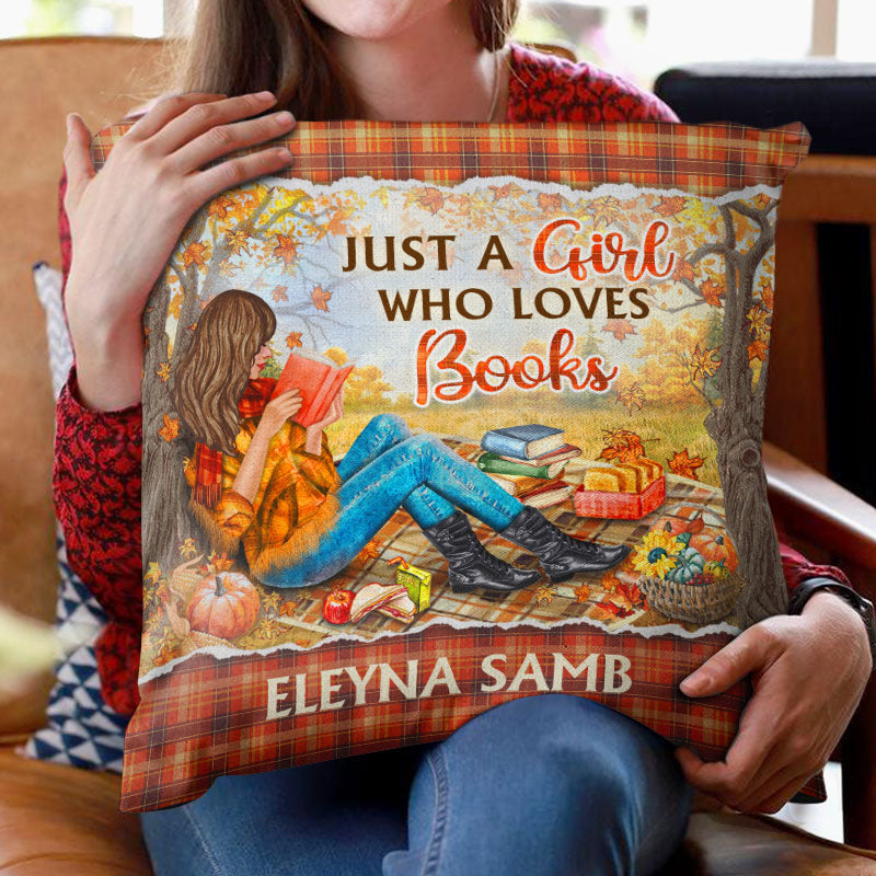 Personalized Reading Girl Just A Girl Who Loves Books Custom Pillow