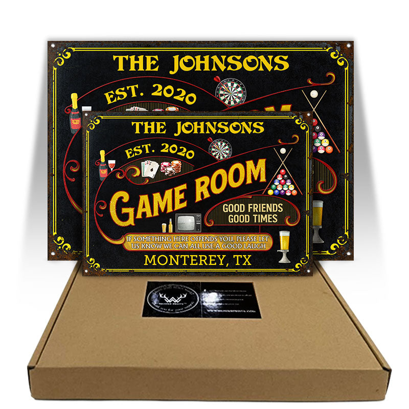 Something Here Offends You - Game Room, Billiards, Poker, Darts, Mancave - Personalized Custom Classic Metal Signs