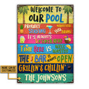 Swimming Pool Bar Grilling Welcome To Custom Classic Metal Signs