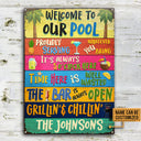 Swimming Pool Bar Grilling Welcome To Custom Classic Metal Signs