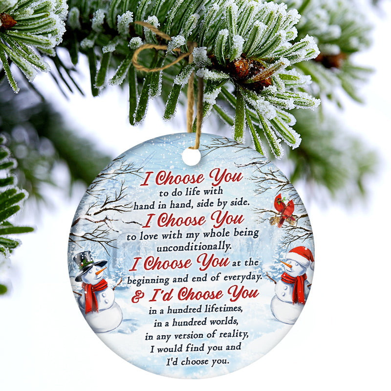 Christmas Couple Christmas Together - Christmas Gift For Couple - Personalized Custom Circle Ceramic Ornament