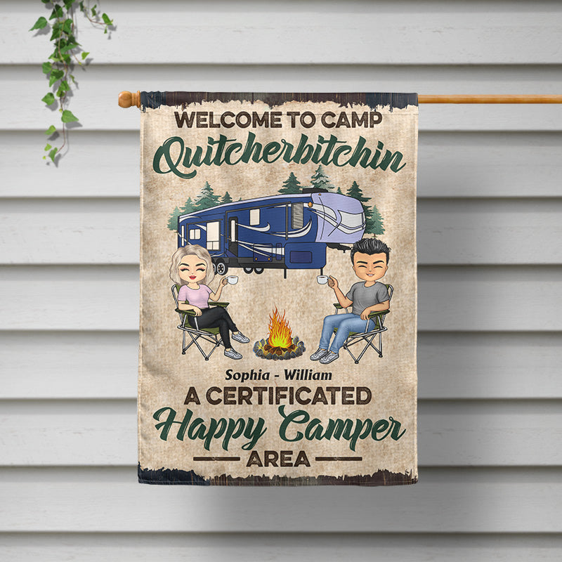 Welcome to Our Campsite Camper - Gift For Camping Friends - Personalized Custom Flag