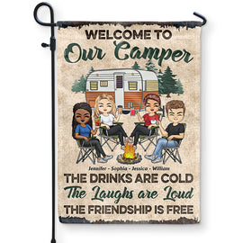 Welcome to Our Campsite Camper - Gift For Camping Friends - Personalized Custom Flag