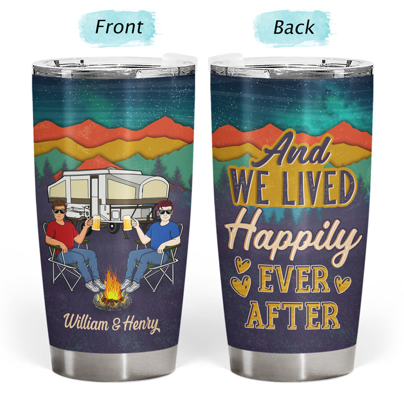 Husband And Wife Camping Partners For Life Mountain - Gift For Couples - Personalized Custom Tumbler