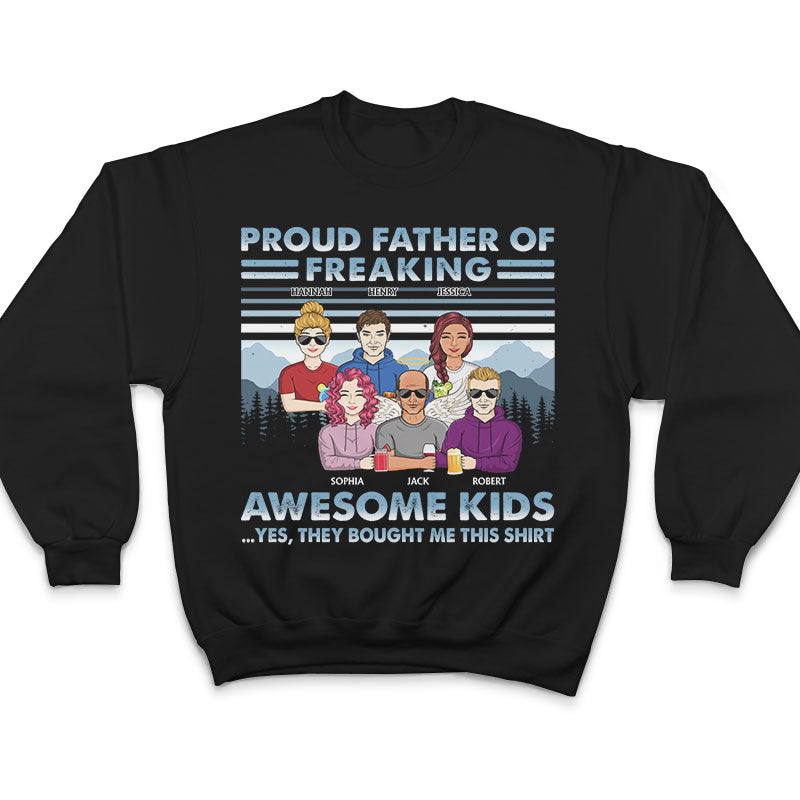 Proud Father Of Freaking Awesome Kids - Christmas Gift For Father - Personalized Custom T Shirt