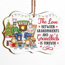 Family The Love Between Grandparents & Grandkids Is Forever - Christmas Gift For Parents & Grandparents - Personalized Wooden Ornament