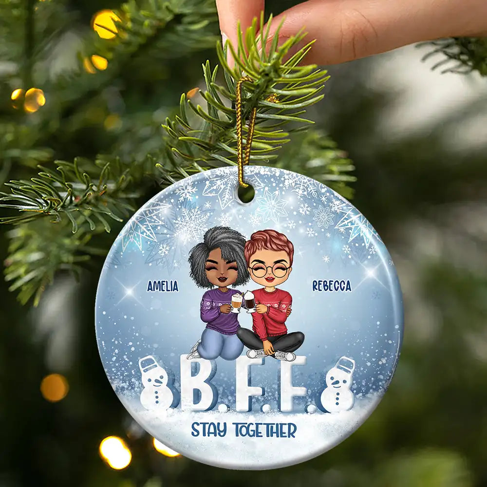 Best Team Forever - Christmas Gift For Colleagues And Best Friends - Personalized Custom Circle Ceramic Ornament