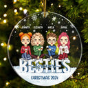 Besties Forever - Christmas Gift For Best Friends And Sisters - Personalized Custom Circle Acrylic Ornament