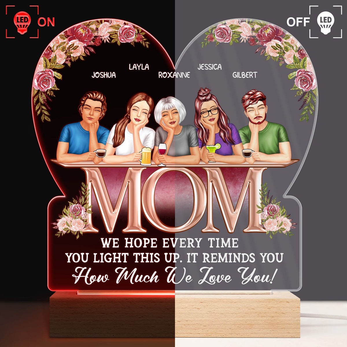 It Reminds You How Much We Love You - Birthday, Loving Gift For Mom, Mother, Grandma, Grandmother - Personalized Custom 3D Led Light Wooden Base