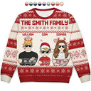 Front Family - Christmas, Funny Gift For Family, Couple, Dad, Mom, Grandpa, Grandma - Personalized Unisex Ugly Sweater