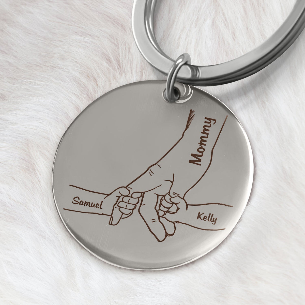 Hand In Hand, I Will Always Protect You - Gift For Mom, Grandma, Nana - Personalized Keyring