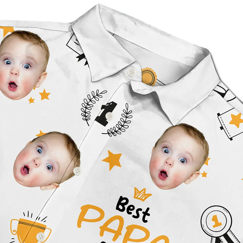 Custom Photo Best Papa Ever Trophy Dad - Personalized Hawaiian Shirt