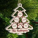 Family Tree With Pet Christmas Icon - Personalized 2-Layered Mix Ornament