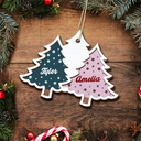 Christmas Trees Custom Names For Family, Grandkids, Friends - Personalized 2-Layered Wooden Ornament